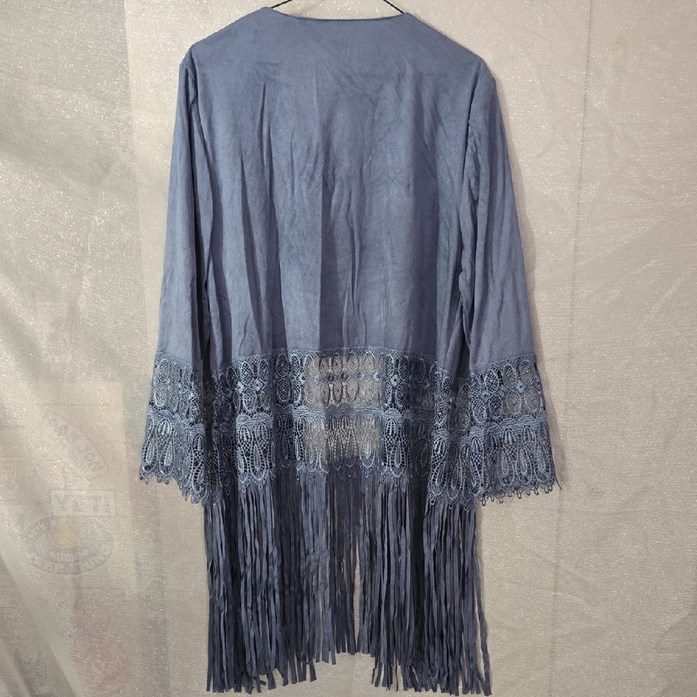 Chico's Faux Suede Jacket in Soft Blue - Picture 7 of 9